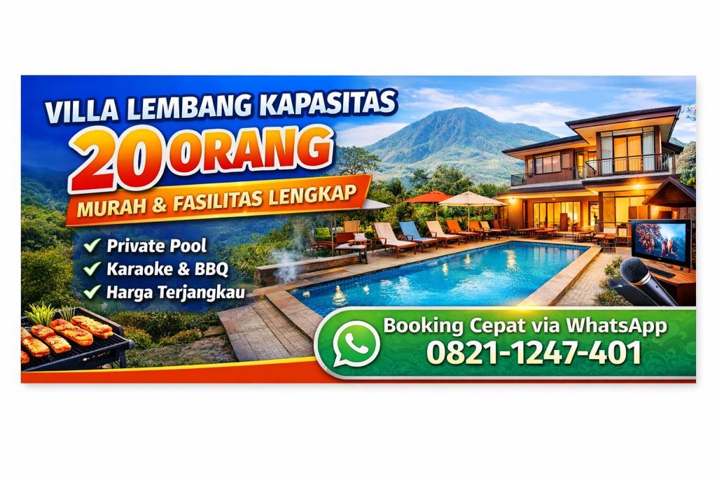 villa lembang kapasitas 20 orang murah